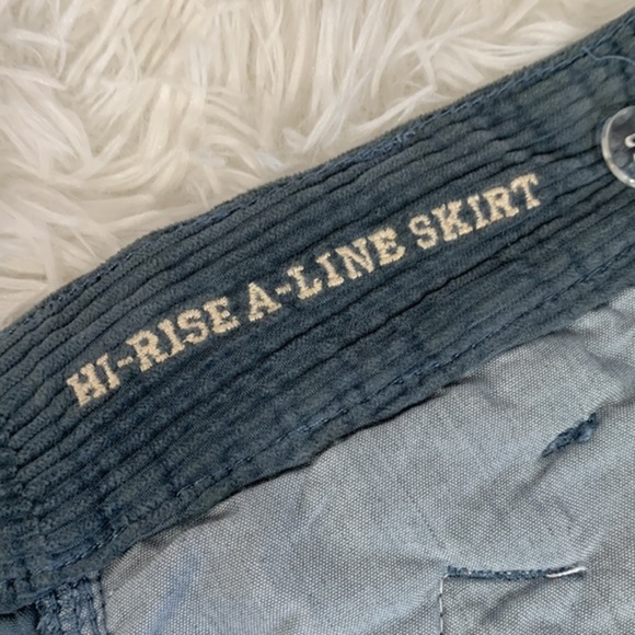 American Eagle Blue Corduroy High Rise A-Line Mini Skirt - Picture 8 of 9